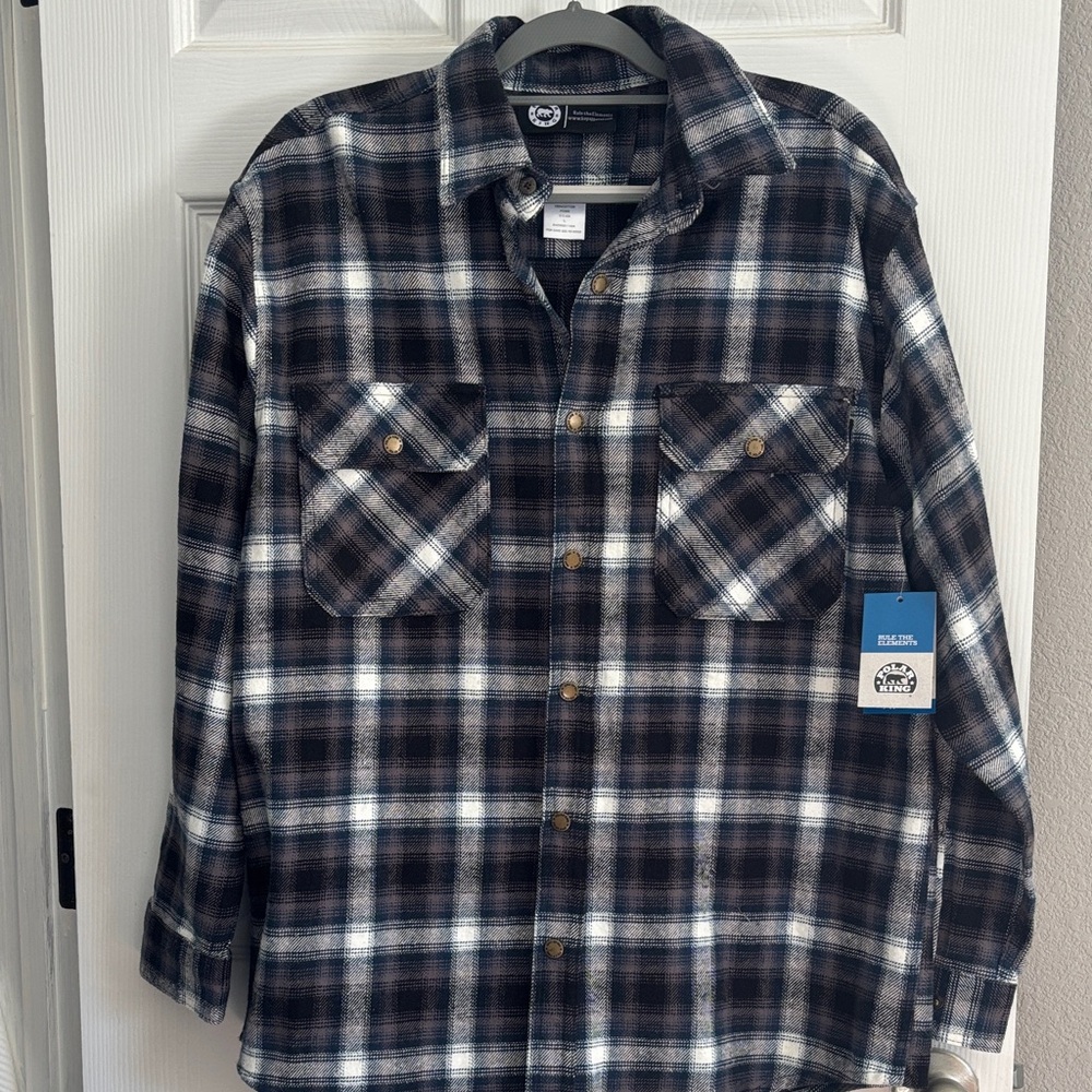 Key Polar King Blue and White Plaid Button Down Shirt
